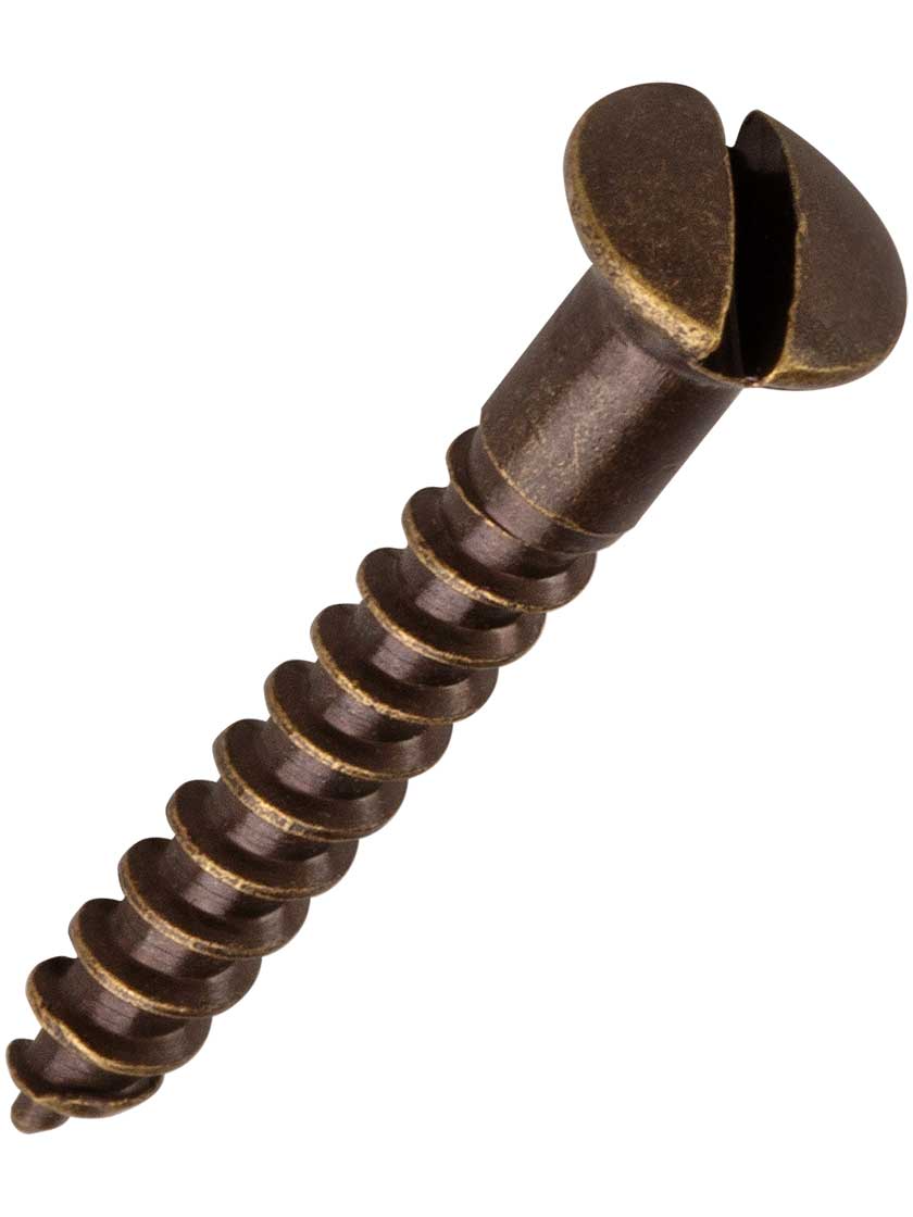 5 x 1 Inch Oval Head Slotted Brass Wood Screws 25 Pack House of